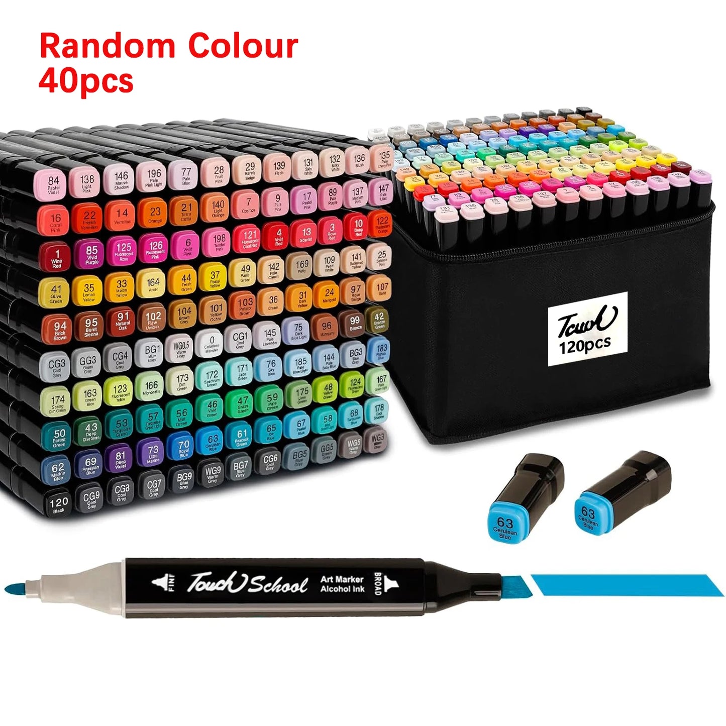 40-Piece Dual Tip Alcohol Marker Set – Permanent Sketch Markers for Drawing & Manga Art