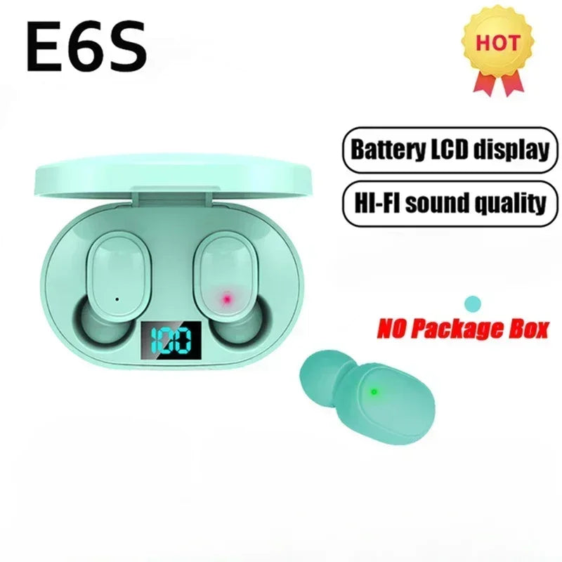 E6S Wireless Bluetooth Earbuds – Noise-Reducing In-Ear Headphones with Charging Case & LED Battery Display
