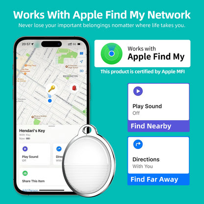 Apple Find My Compatible Smart Tracker – Mini Bluetooth Locator with Replaceable Battery