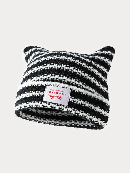 Cat Ear Knit Beanie – Warm Winter Crochet Hat for Men & Women, Soft Kawaii Streetwear