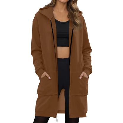 Oversized Zip-Up Hoodie Jacket – Warm Long Sleeve Casual Fall Sweatshirt for Women