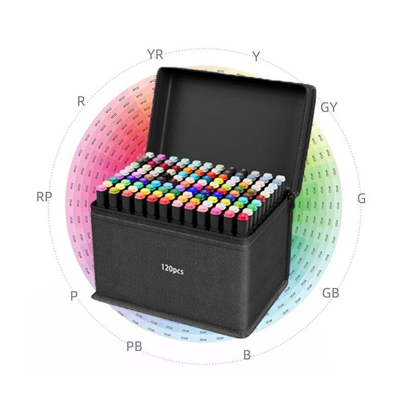 Dual Tip Art Marker Set (12–168 Colors) – Professional Brush & Chisel Markers