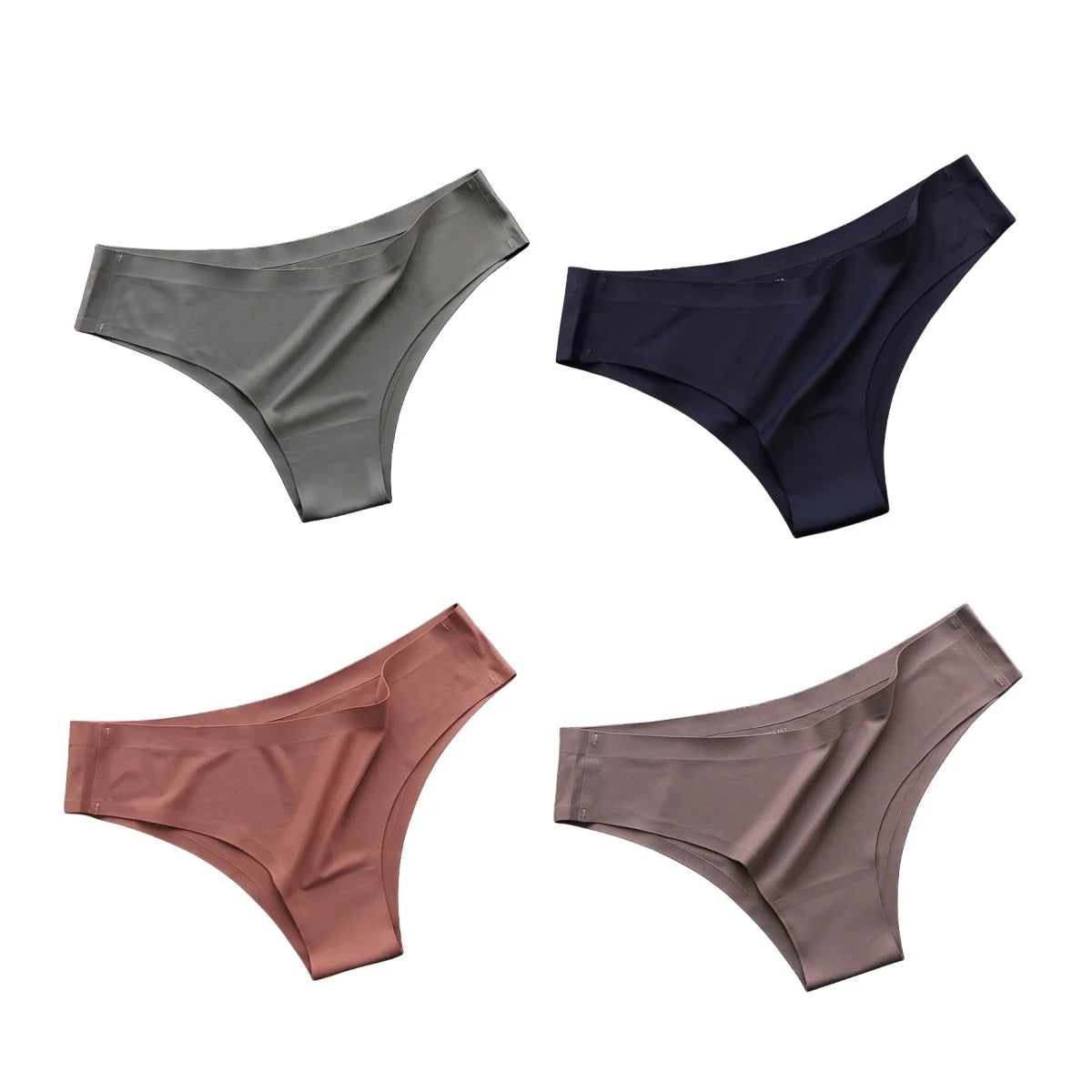 4-Pack Seamless Ice Silk Panties for Women – Ultra-Thin No-Show -Low-Waist Briefs