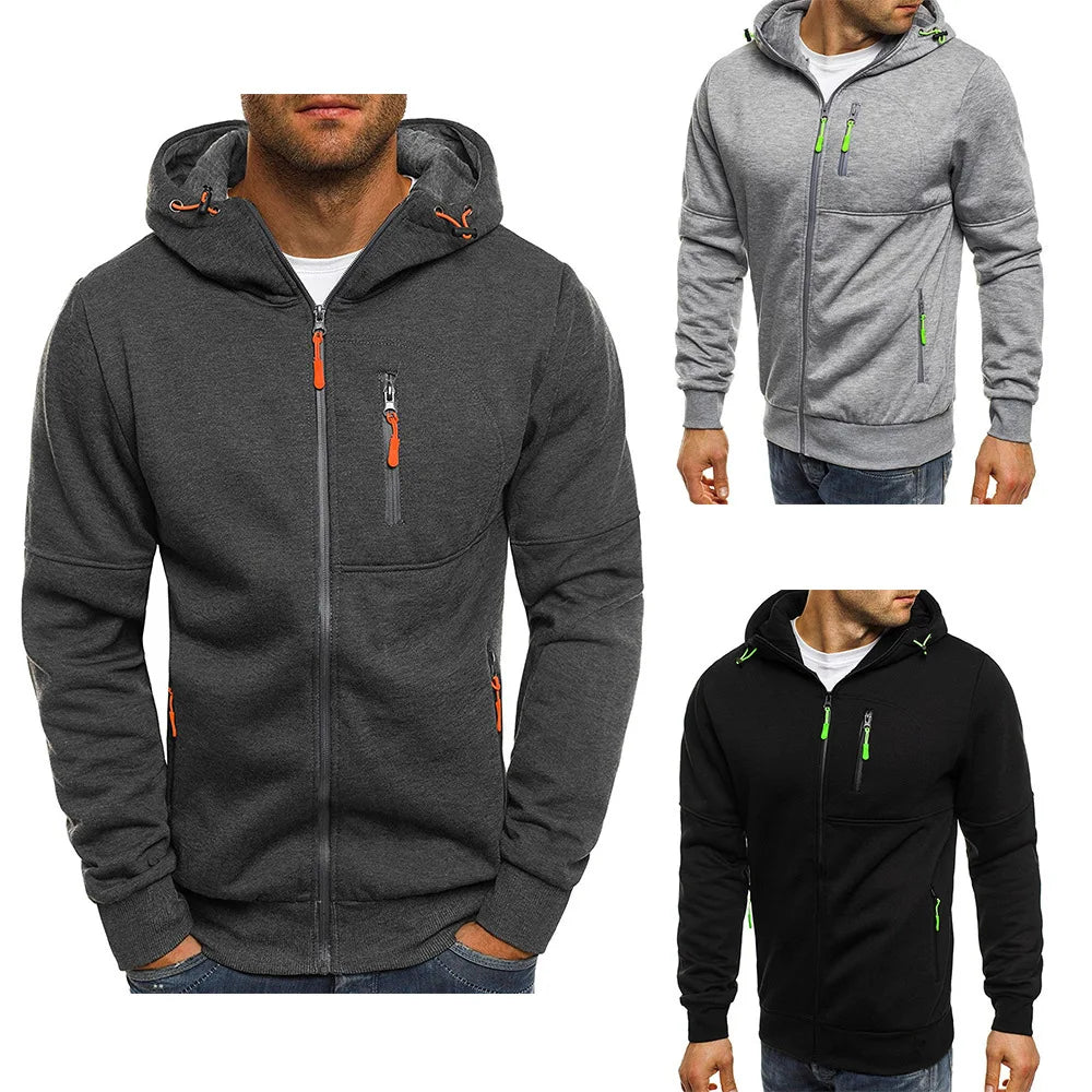 Men’s Zip-Up Hooded Sweatshirt – Slim Fit Full-Zip Hoodie for Casual & Active Wear