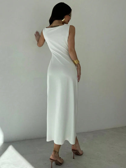 Elegant Cowl Neck Slim Fit Maxi Dress for Women – Long Formal Style
