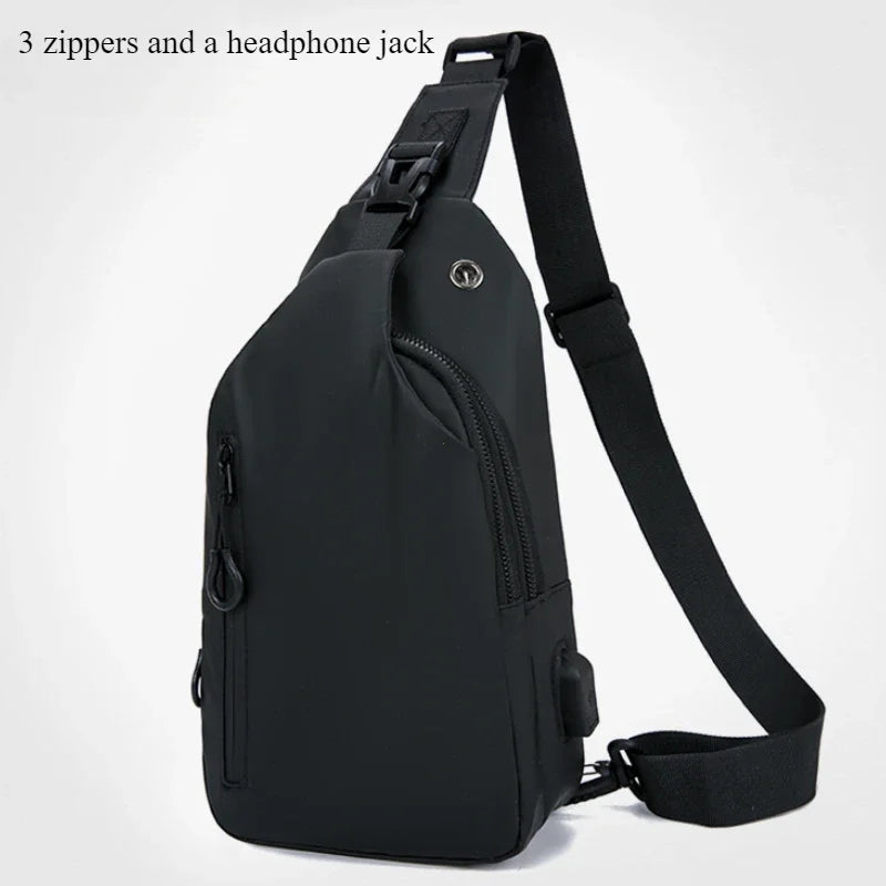 Men’s Waterproof USB-Charging Crossbody Sling Bag