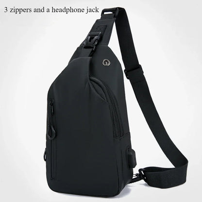 Men’s Waterproof USB-Charging Crossbody Sling Bag