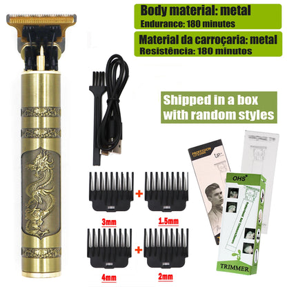 Dragon Engraved Hair Clipper –  Zero-Gap Shaver, Rechargeable Timmer