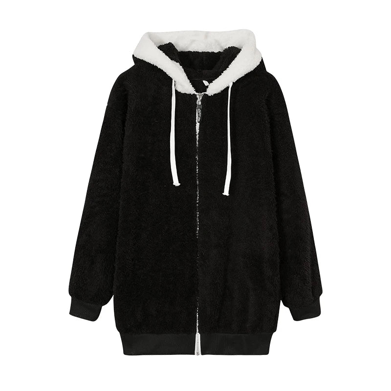 Women’s Ultra-Soft Plush Sherpa Fleece Hooded Zip Coat with Pockets