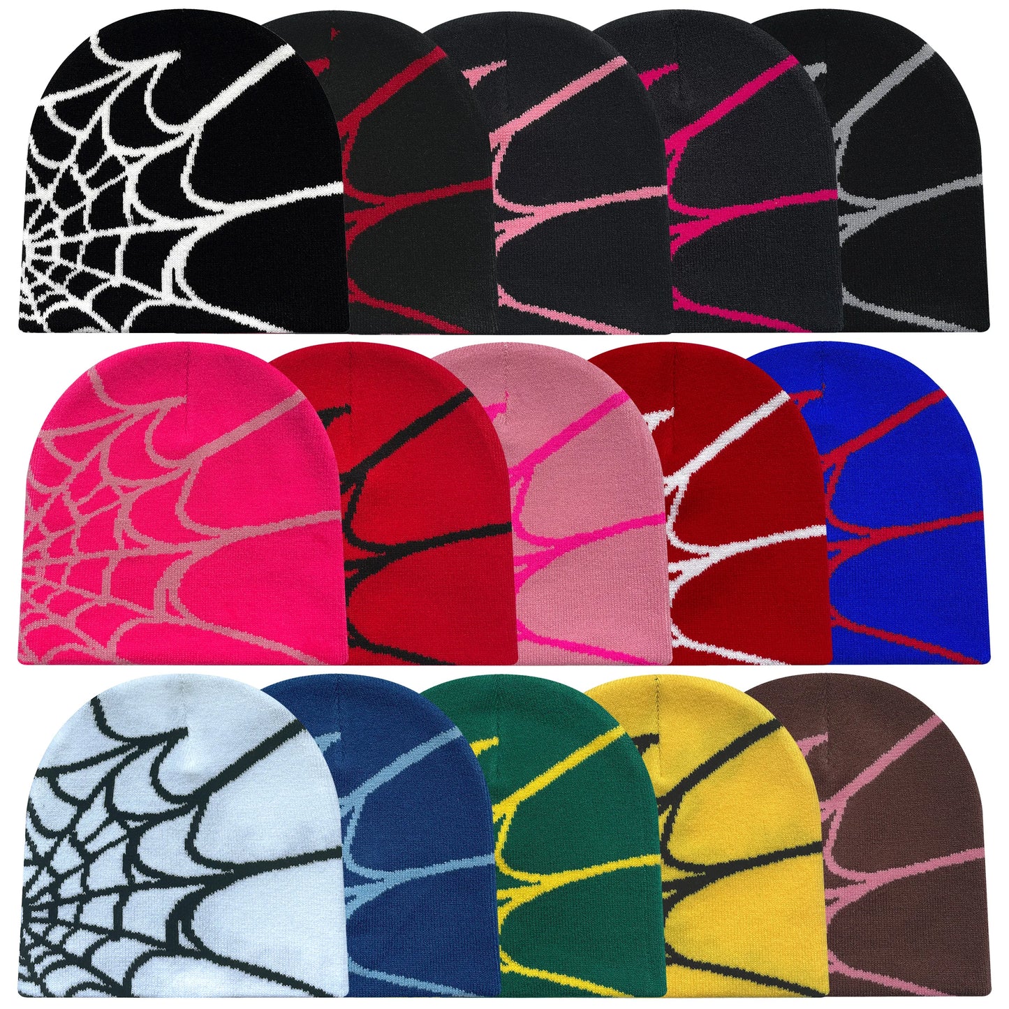 Y2K Spider Web Knit Beanie – Streetwear Skullcap for Men & Women, Rider Hat