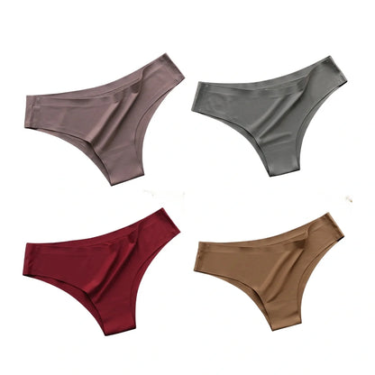 4-Pack Seamless Ice Silk Panties for Women – Ultra-Thin No-Show -Low-Waist Briefs