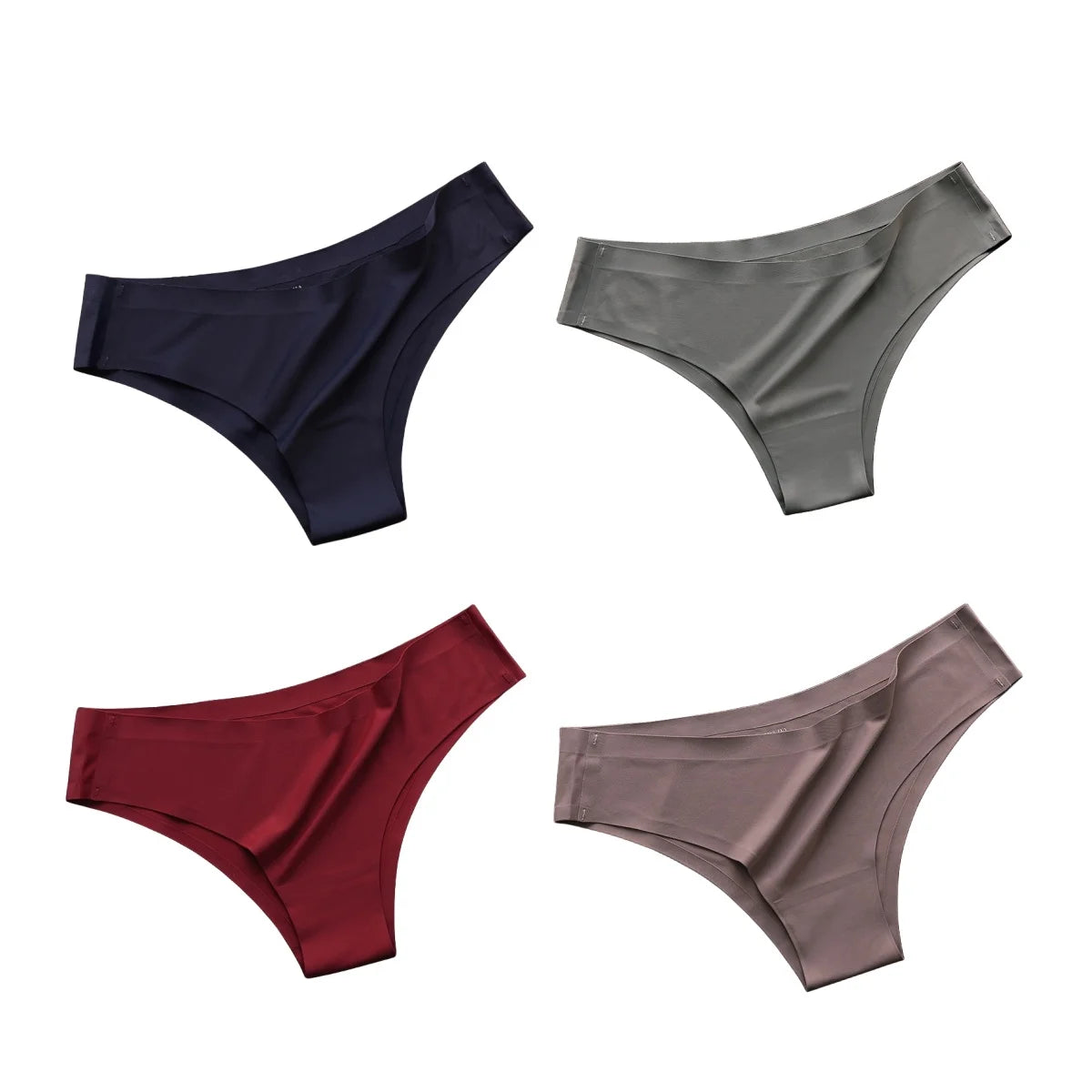 4-Pack Seamless Ice Silk Panties for Women – Ultra-Thin No-Show -Low-Waist Briefs