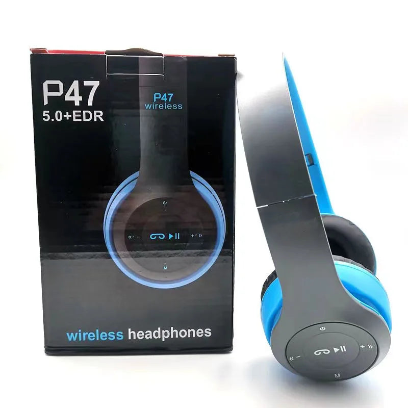 Wireless Bluetooth 5.0 Headphones – Foldable Stereo Headset with Noise Control & Mic