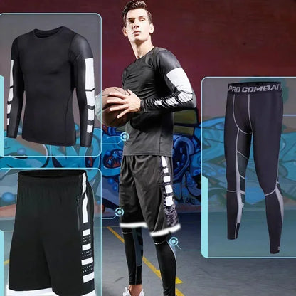 Men’s Compression Training Set – 3-Piece Running, Workout & Fitness Tracksuit