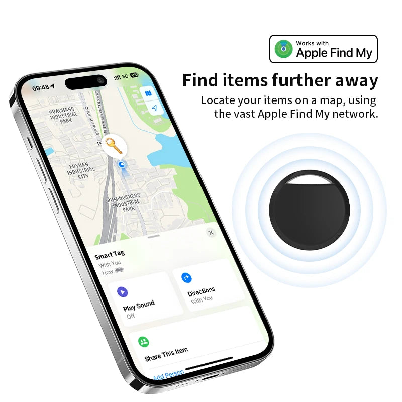 MFi-Certified Smart Bluetooth Tracker | Find My Compatible Tag for Keys &  Devices