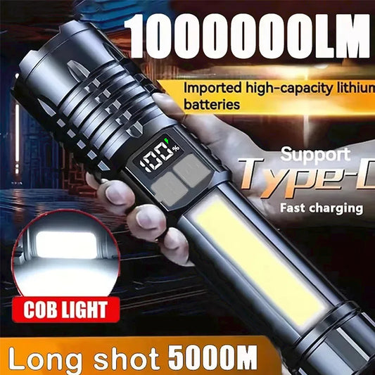 High Power Rechargeable LED Flashlight with Fast Charging and Side light