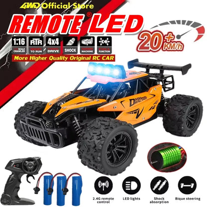 1:16 Scale Off-Road RC Racing Truck – 20 MPH LED Drift Car with 2.4G Remote