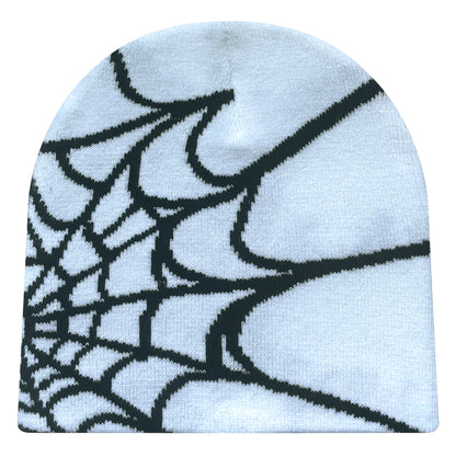 Y2K Spider Web Knit Beanie – Streetwear Skullcap for Men & Women, Rider Hat