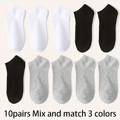 Unisex Comfort-Fit Ankle Socks – 5–10 Pair Breathable Lightweight Everyday Sport Socks