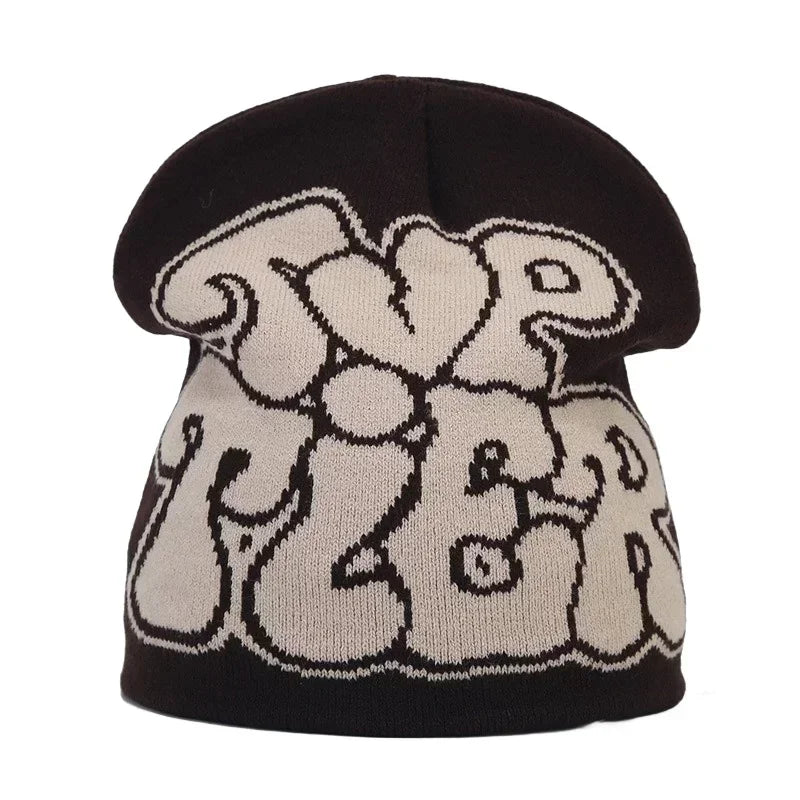 Graphic Knit Beanie for Adults – Warm Winter Streetwear with Bold Letter & Icon Designs
