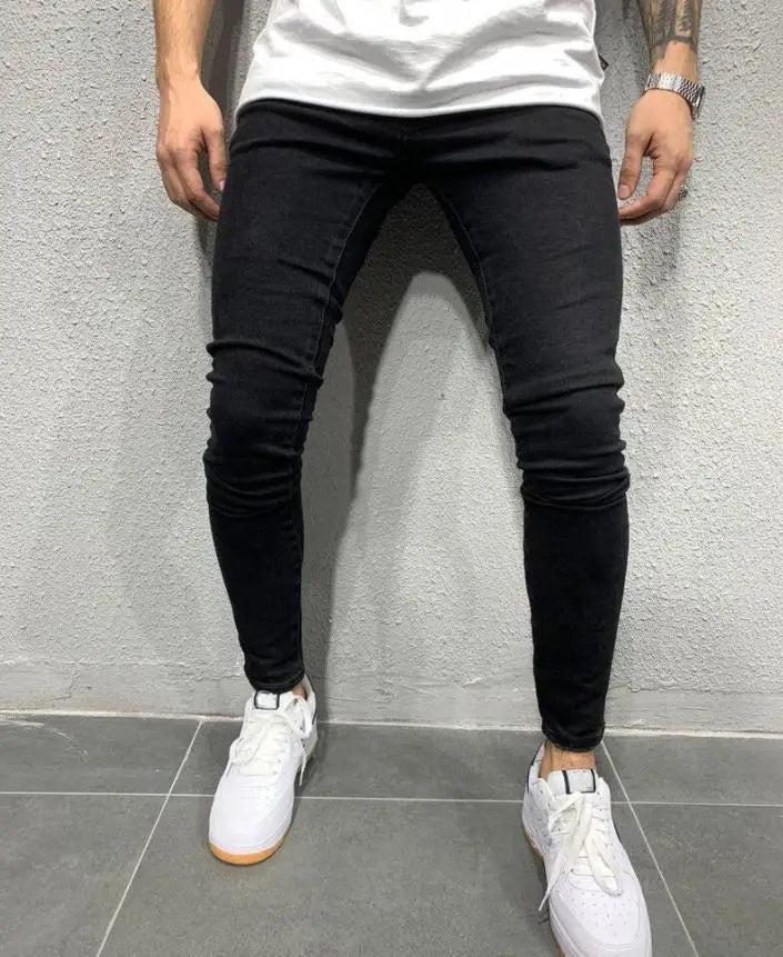 Men’s Stretch Denim Ripped Jeans – Slim Fit Distressed Casual Streetwear