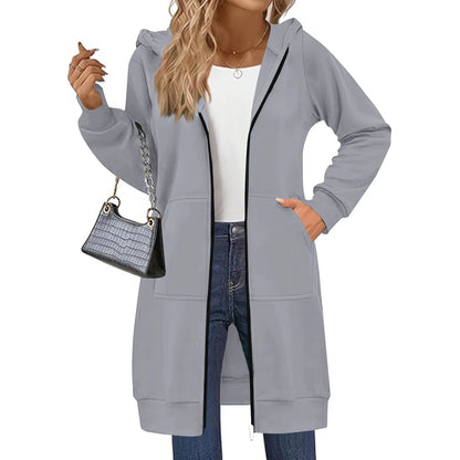 Oversized Zip-Up Hoodie Jacket – Warm Long Sleeve Casual Fall Sweatshirt for Women
