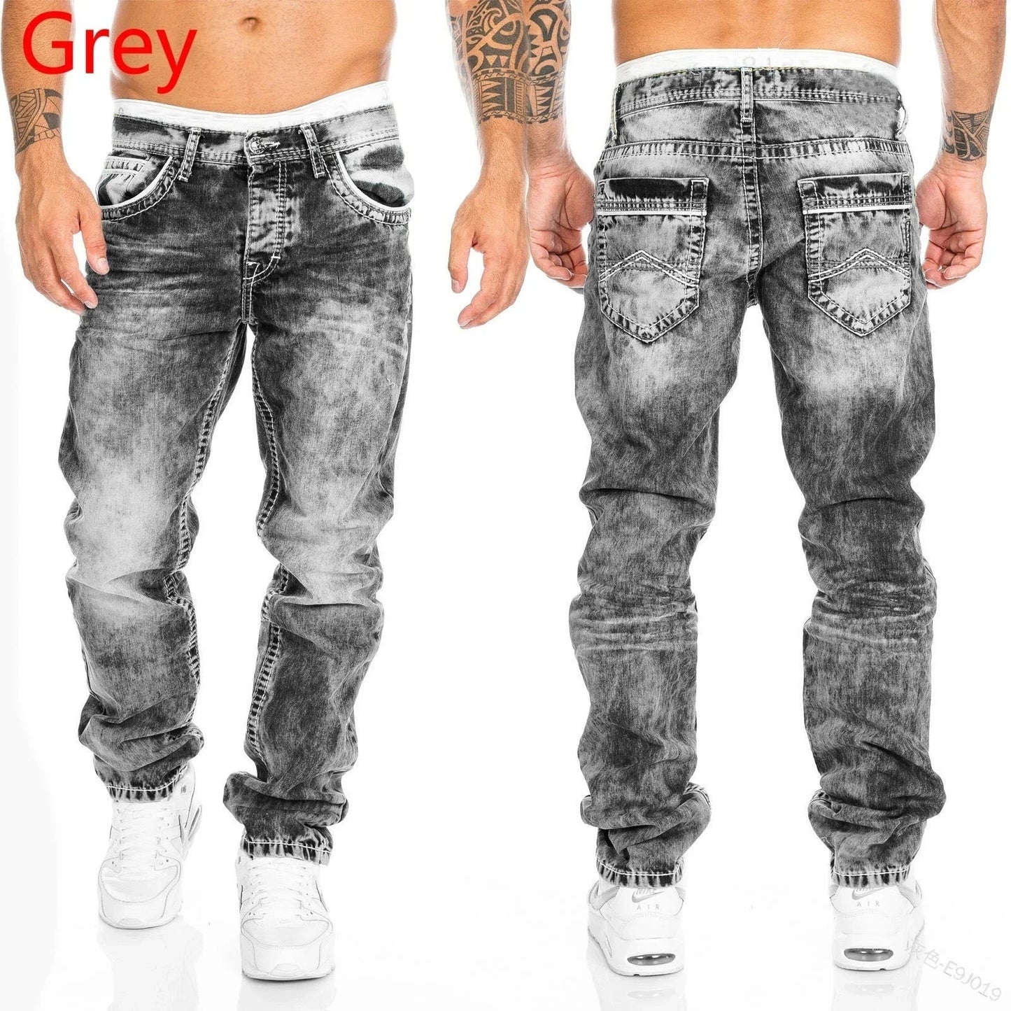 Men’s Stretch Denim Ripped Jeans – Slim Fit Distressed Casual Streetwear