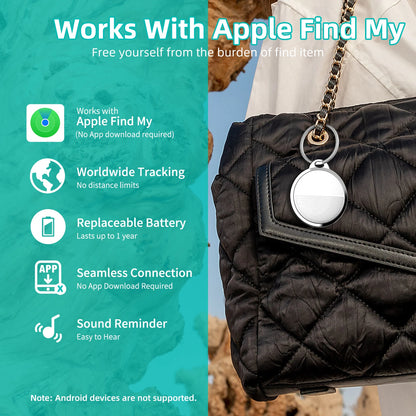 Apple Find My Compatible Smart Tracker – Mini Bluetooth Locator with Replaceable Battery