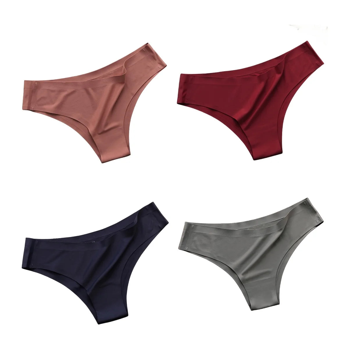 4-Pack Seamless Ice Silk Panties for Women – Ultra-Thin No-Show -Low-Waist Briefs
