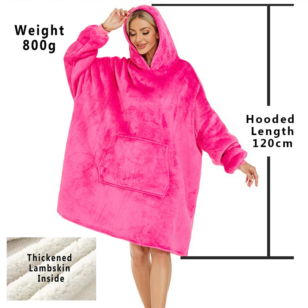 Oversized Hoodie Blanket with Hood – Cozy Wearable Fleece Sweatshirt