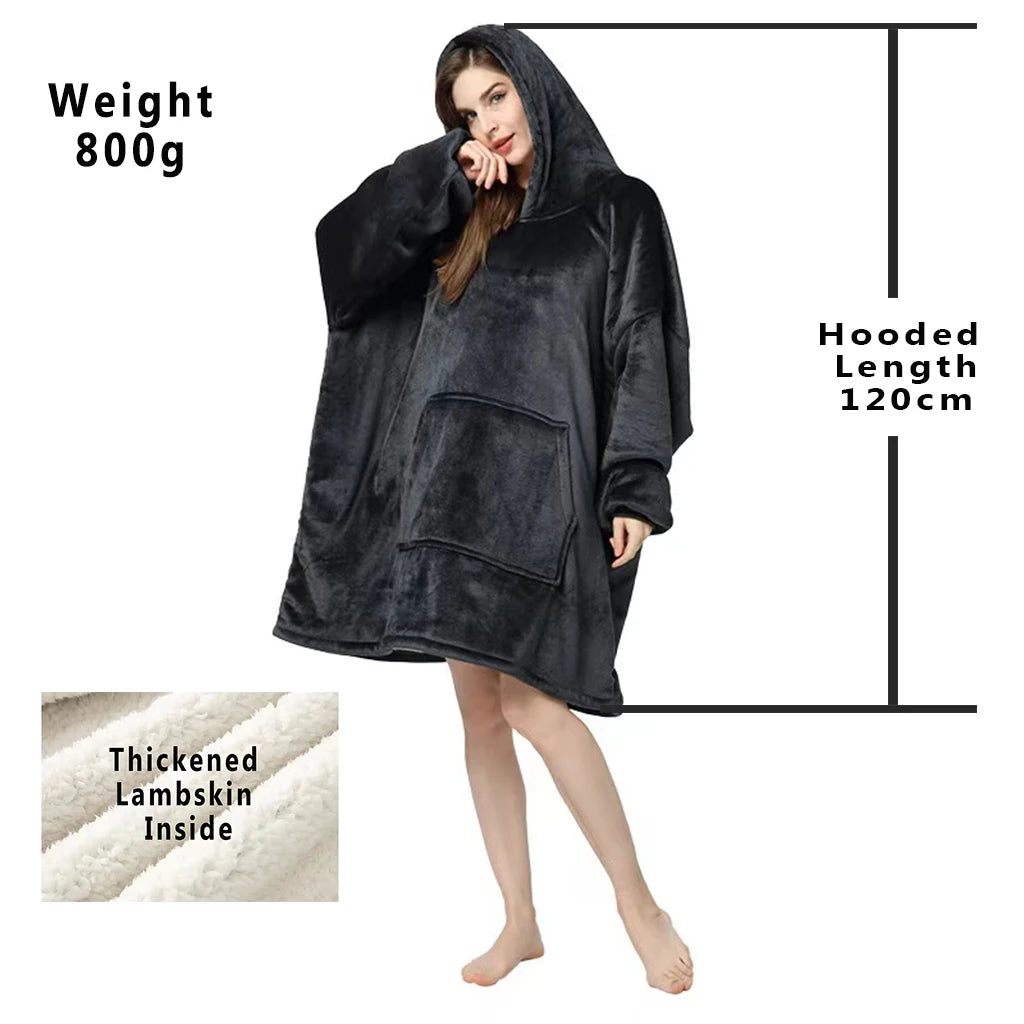 Oversized Hoodie Blanket with Hood – Cozy Wearable Fleece Sweatshirt