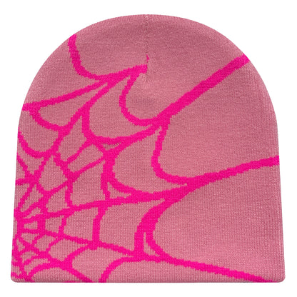 Y2K Spider Web Knit Beanie – Streetwear Skullcap for Men & Women, Rider Hat