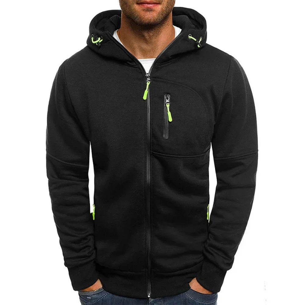 Men’s Zip-Up Hooded Sweatshirt – Slim Fit Full-Zip Hoodie for Casual & Active Wear