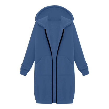 Oversized Zip-Up Hoodie Jacket – Warm Long Sleeve Casual Fall Sweatshirt for Women