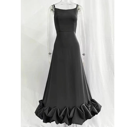 Sleeveless Ruffle Hem Maxi Dress – Elegant High-Waist Summer Party Dress