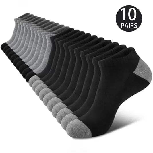 10-Pair Breathable Low-Cut Athletic Socks – Sweat-Absorbing, Odor-Resistant Cushioned Ankle Socks