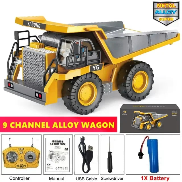 4WD RC Excavator Construction Vehicle – Rotating Alloy Digging Truck with Real Engine Sound