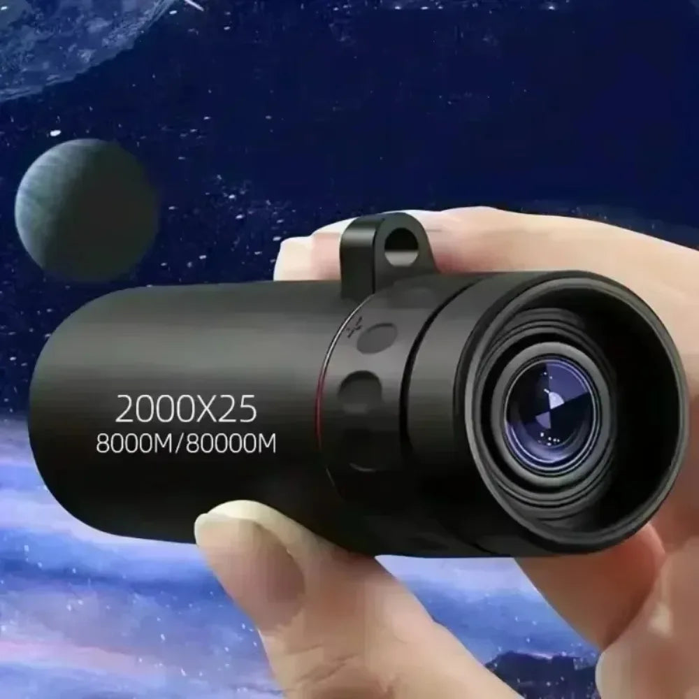 HD 2000×25 Mini Monocular Telescope with Phone Holder – Portable Scope for Hiking, Hunting & Birdwatching