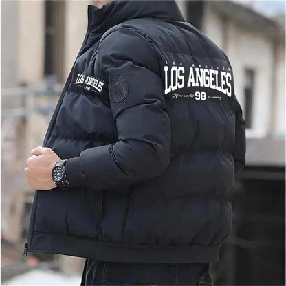 Men’s L.A Winter Puffer Jacket – Streetwear Bomber Style, Cold Outerwear