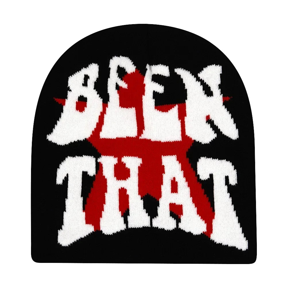 Graphic Knit Beanie for Adults – Warm Winter Streetwear with Bold Letter & Icon Designs