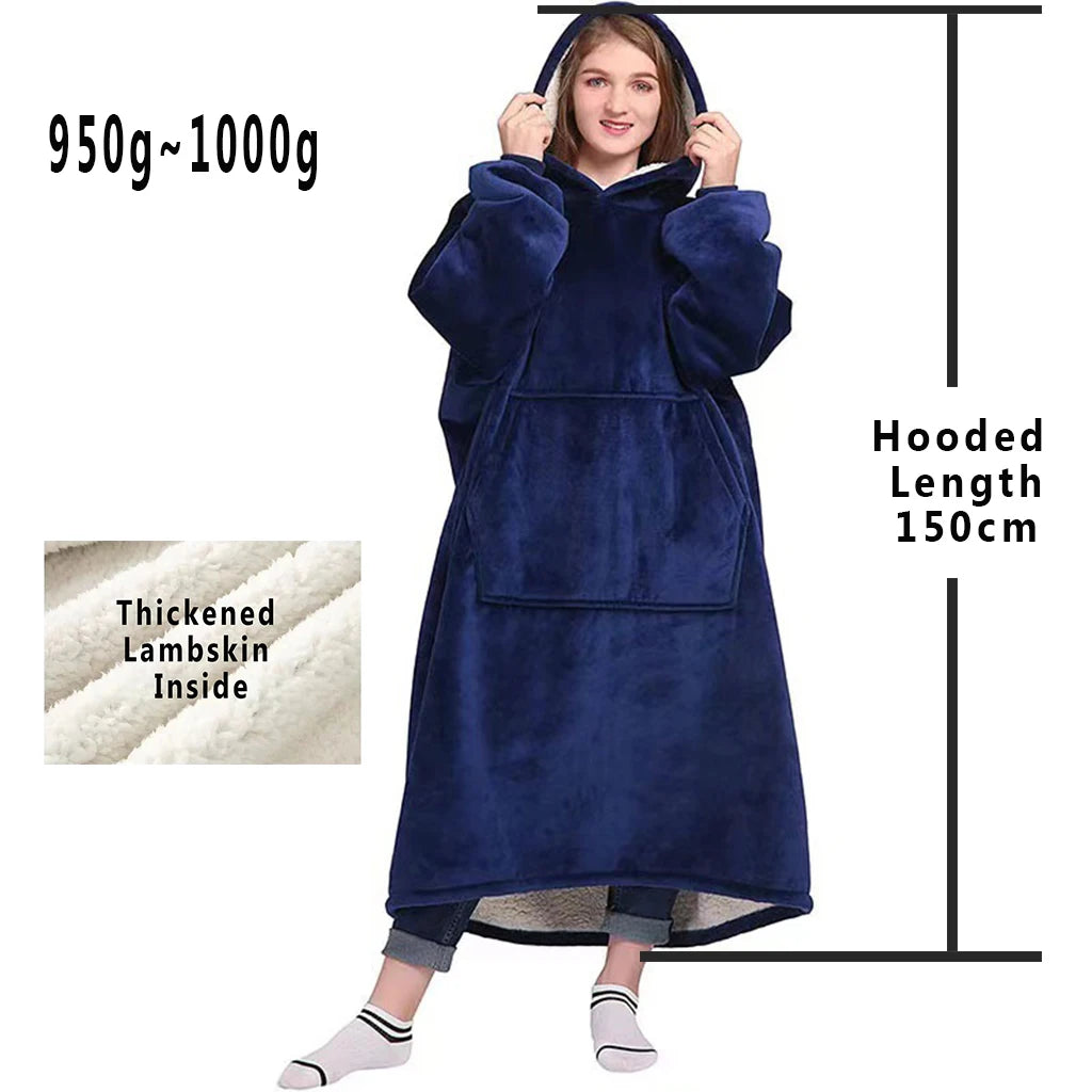 Oversized Hoodie Blanket with Hood – Cozy Wearable Fleece Sweatshirt