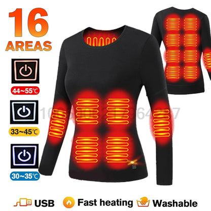 Men’s & Women’s USB Heated Thermal Underwear Set – Electric Heating Shirt & Pants for Winter Sports, Work, Skiing & Cold Weather