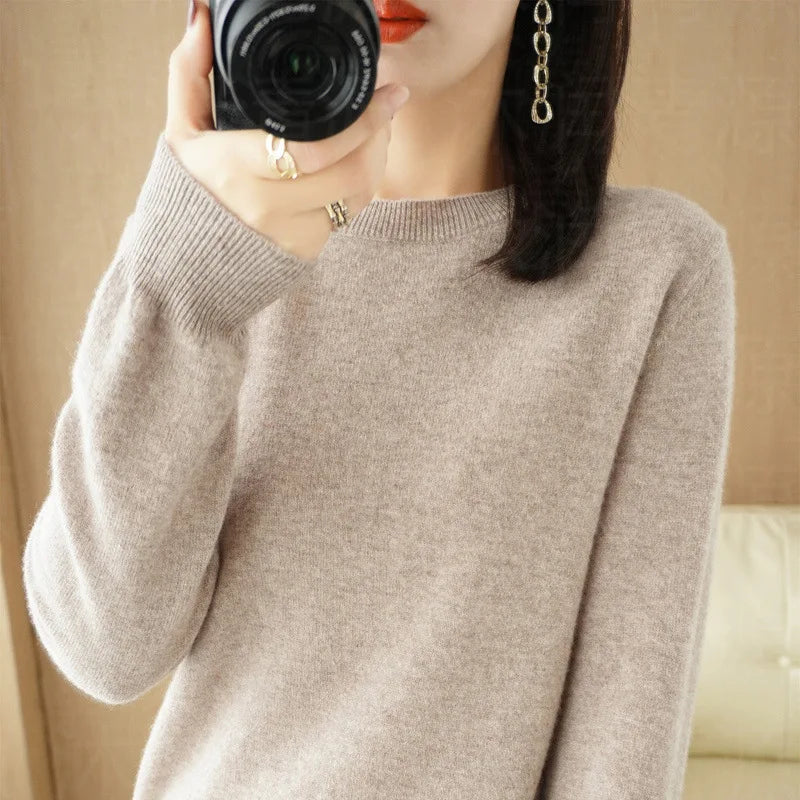 Women’s Soft Cashmere-Feel Knit Sweater – Crew Neck Long Sleeve Warm Winter Pullover Top