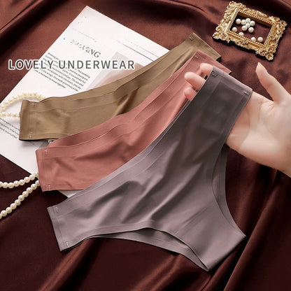 4-Pack Seamless Ice Silk Panties for Women – Ultra-Thin No-Show -Low-Waist Briefs