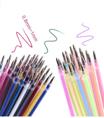 24-Color Glitter Gel Pen Refills – Neon Smooth Ink Replacement Pens for Art & Crafts