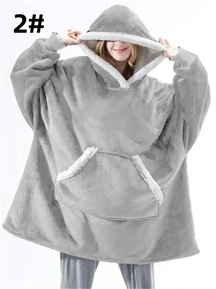 Oversized Hoodie Blanket with Hood – Cozy Wearable Fleece Sweatshirt