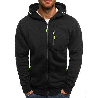 Men’s Zip-Up Hooded Sweatshirt – Slim Fit Full-Zip Hoodie for Casual & Active Wear