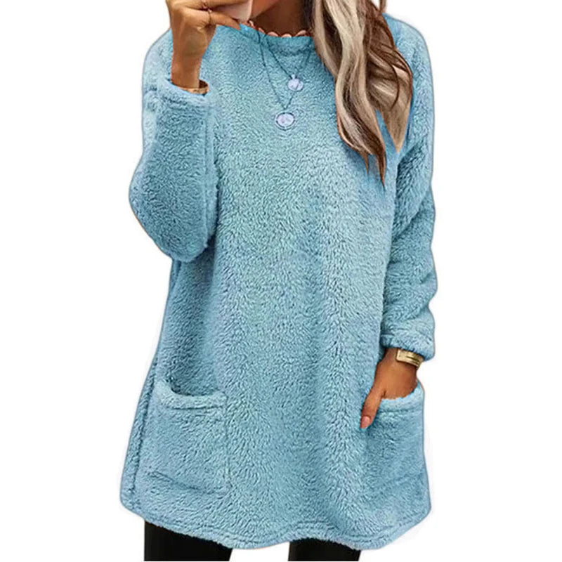 Women’s Warm Fleece Hoodie Top – Cozy Soft Long Sleeve Fuzzy Pullover