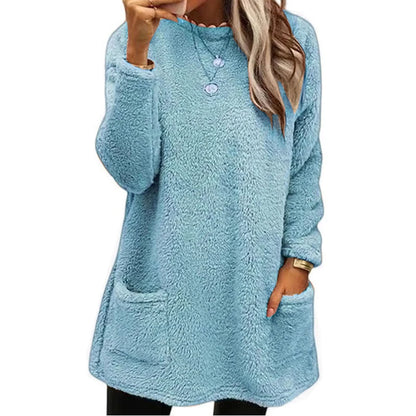 Women’s Warm Fleece Hoodie Top – Cozy Soft Long Sleeve Fuzzy Pullover