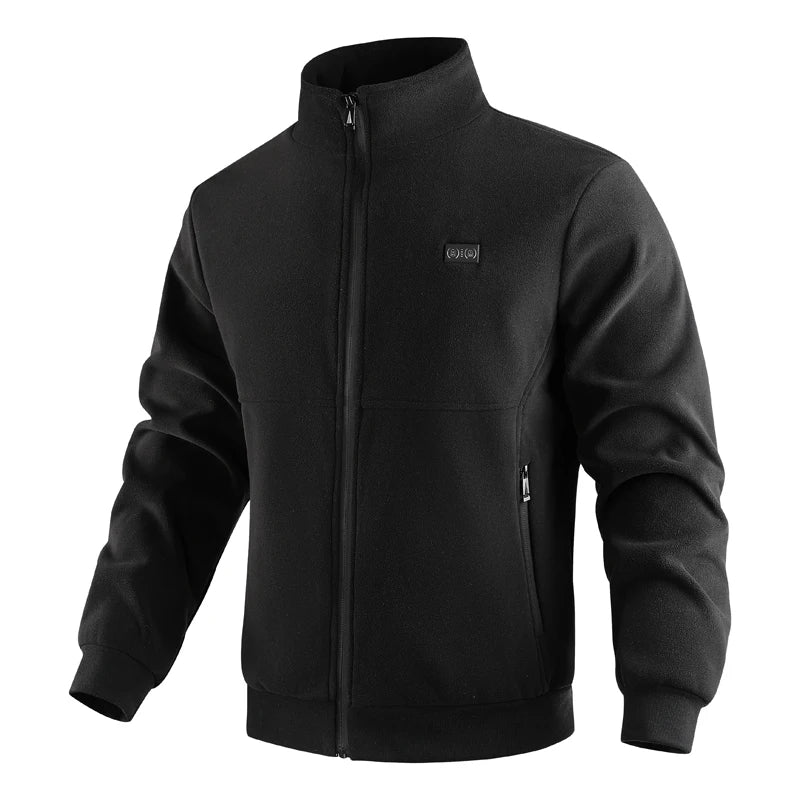 Men’s Heated Polar Fleece Jacket – 8-Zone Electric Heating Coat with Thick Warm Lining & USB Power Control